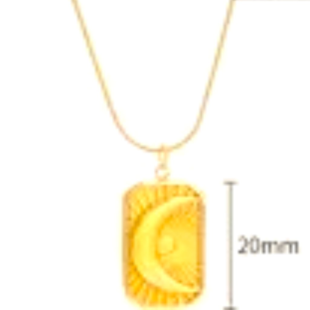 Antique Ancient Looking Gold Dip Raised And Eched Moon On A Gold Dip Gold Chain 45$